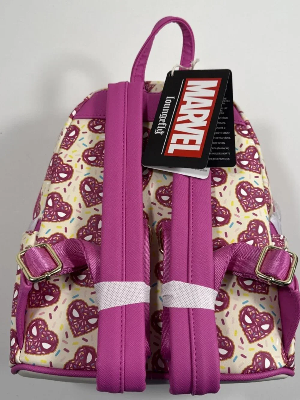Loungefly Marvel Spider-Man Sprinkle Donut Mask Mini Backpack -NWT